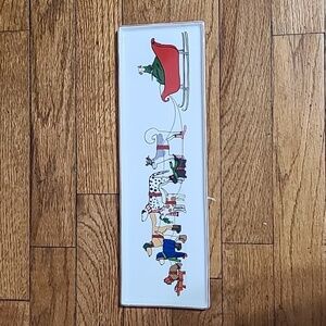 Porcelain‎ Novelty decorative Christmas Dogs Pulling Sleigh Cocktail Tray Plate